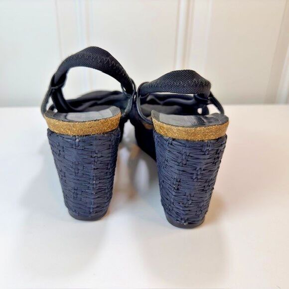 Donald J. Pliner Black Bowie Straw Wedge Sandals Shoes Women's Size 7.5M - Picture 3 of 9